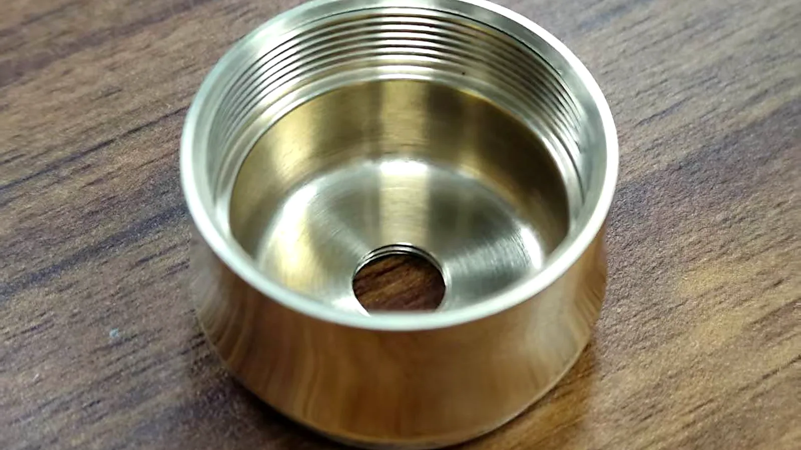 Mirror polished brass threaded sleeve CNC machining production example by DXSCNC